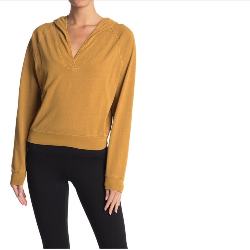 Free People Movement Apres Ski Cotton Hoodie Womens S in Golden Ochre